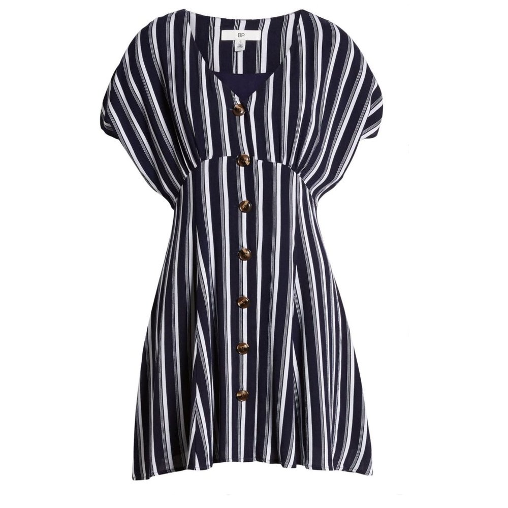 NWT BP. Button Front Prairie Striped Dress - XXS